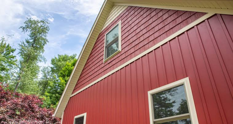 Clean residential fiber cement siding exterior